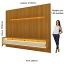 Ver imagem 5 de Rack com Painel Ripado para TV até 90 Polegadas com LED 100% MDF 260CMX308CM Pés em Madeira Maciça 3 Gavetas Nobre Requinte Marrom