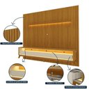 Ver imagem 6 de Rack com Painel Ripado para TV até 90 Polegadas com LED 100% MDF 260CMX308CM Pés em Madeira Maciça 3 Gavetas Nobre Requinte Marrom