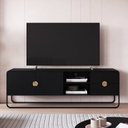 Ver imagem 5 de Kit Aparador e Rack Orgânico Pé Metal Luna Preto/Nero