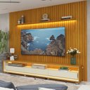 Ver imagem 2 de Rack com Painel Ripado para Tv até 90 Polegadas Led 3 Gavetas com Rodízios 260cm Nobre/requinte 100% MDF