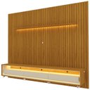 Ver imagem 3 de Rack com Painel Ripado para TV até 90 Polegadas com LED 100% MDF 260CMX250CM 3 Gavetas com Rodízios Nobre Requinte Yescasa Marrom