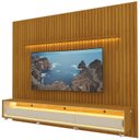 Ver mais imagens de Rack com Painel Ripado para TV até 90 Polegadas com LED 100% MDF 260CMX250CM 3 Gavetas com Rodízios Nobre Requinte Yescasa Marrom