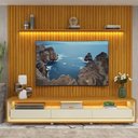 Ver imagem 7 de Rack com Painel Ripado para TV até 90 Polegadas com LED 100% MDF 260CMX250CM 3 Gavetas com Rodízios Nobre Requinte Yescasa Marrom