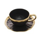Ver imagem 3 de Xícara P/Chá C/Pires de Porcelana Preto Fosco/Dourado Dubai 200ml Wolff