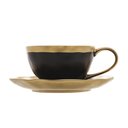 Ver imagem 4 de Xícara P/Chá C/Pires de Porcelana Preto Fosco/Dourado Dubai 200ml Wolff