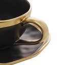 Ver imagem 2 de Xícara P/Chá C/Pires de Porcelana Preto Fosco/Dourado Dubai 200ml Wolff