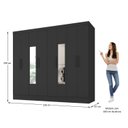 Ver imagem 5 de Guarda-Roupa Casal 100% MDF com Espelho 8 Portas 4 Gavetas Jatobá Yescasa Preto