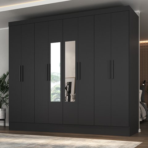 Guarda-roupa Casal 100% MDF com Espelho 8 Portas 4 Gavetas Jatobá Yescasa