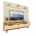 Ver imagem 6 de Rack com Painel para TV até 90 Polegadas 100% MDF com LED 219CMX253CM Pés em Madeira Maciça 3 Gavetas Royal Requinte Branco