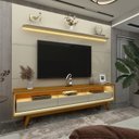 Ver imagem 5 de Rack com Painel para TV até 90 Polegadas 100% MDF com LED 219CMX253CM Pés em Madeira Maciça 3 Gavetas Royal Requinte Branco