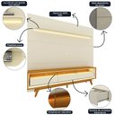 Ver mais imagens de Rack Painel para TV até 90 Polegadas com LED 100% MDF 219cmx253cm Pés em Madeira Maciça 3 Gavetas Royal Requinte Branco Off White/Naturale-Off