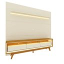Ver imagem 3 de Rack com Painel para TV até 90 Polegadas 100% MDF com LED 219CMX253CM Pés em Madeira Maciça 3 Gavetas Royal Requinte Branco