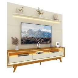 Rack com Painel para Tv até 90 Polegadas Led 3 Gavetas com Pés Madeira 220cm Royal/requinte 100% MDF - 5
