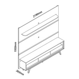 Rack com Painel para Tv até 90 Polegadas Led 3 Gavetas com Pés Madeira 220cm Royal/requinte 100% MDF - 4