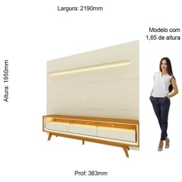 Rack com Painel para Tv até 90 Polegadas Led 3 Gavetas com Pés Madeira 220cm Royal/requinte 100% MDF - 6