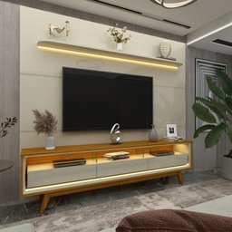 Rack com Painel para Tv até 90 Polegadas Led 3 Gavetas com Pés Madeira 220cm Royal/requinte 100% MDF - 2