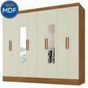 Ver imagem 2 de Guarda-Roupa Casal 100% MDF com Espelho 8 Portas 4 Gavetas Jatobá Yescasa Cinamomo/Off White