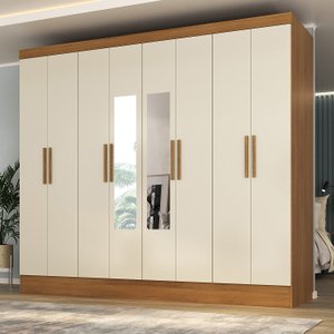 Guarda-roupa Casal 100% MDF com Espelho 8 Portas 4 Gavetas Jatobá Yescasa 