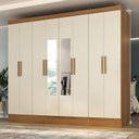 Ver imagem 1 de Guarda-Roupa Casal 100% MDF com Espelho 8 Portas 4 Gavetas Jatobá Yescasa Cinamomo/Off White
