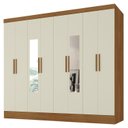 Ver imagem 5 de Guarda-Roupa Casal 100% MDF com Espelho 8 Portas 4 Gavetas Jatobá Yescasa Cinamomo/Off White