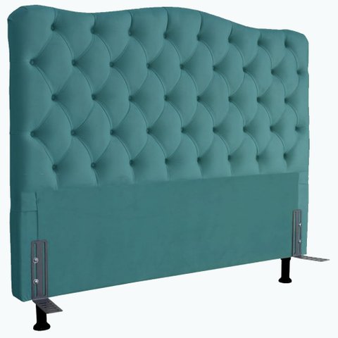 Cabeceira para Cama Box Solteiro 0,9 M Realeza:suede Azul Turquesa
