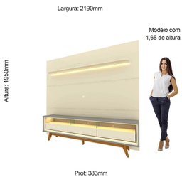 Rack com Painel para Tv até 90 Polegadas Led 3 Gavetas com Pés Madeira 220cm Royal/requinte 100% MDF - 7