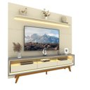 Ver imagem 6 de Rack com Painel para TV até 90 Polegadas 100% MDF com LED 219CMX253CM Pés em Madeira Maciça 3 Gavetas Royal Requinte Branco