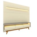 Ver imagem 3 de Rack com Painel para TV até 90 Polegadas 100% MDF com LED 219CMX253CM Pés em Madeira Maciça 3 Gavetas Royal Requinte Branco