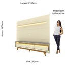 Ver imagem 7 de Rack com Painel para TV até 90 Polegadas com LED 100% MDF 219cmx253cm Pés em Madeira Maciça 3 Gavetas Royal Requinte