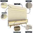 Ver mais imagens de Rack com Painel para TV até 90 Polegadas com LED 100% MDF 219cmx253cm Pés em Madeira Maciça 3 Gavetas Royal Requinte