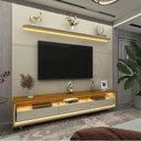 Ver imagem 2 de Rack com Painel para TV até 90 Polegadas 100% MDF com LED 219CMX240CM 3 Gavetas com Rodízios Royal Requinte Yescasa Branco
