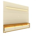 Ver imagem 3 de Rack com Painel para TV até 90 Polegadas 100% MDF com LED 219CMX240CM 3 Gavetas com Rodízios Royal Requinte Yescasa Branco
