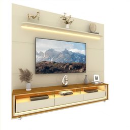 Rack com Painel para Tv até 90 Polegadas Led 3 Gavetas com Rodízios 220cm Royal/requinte 100% MDF - 7