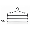 Ver imagem 1 de Kit 10 Cabides Pretos para Calças 3 Divisórias Reforçados - Organizador de Guarda-Roupa Economiza