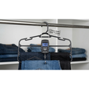 Ver imagem 4 de Kit 10 Cabides Pretos para Calças 3 Divisórias Reforçados - Organizador de Guarda-Roupa Economiza