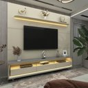 Ver imagem 3 de Rack com Painel para TV até 90 Polegadas 100% MDF com LED 219CMX240CM 3 Gavetas com Rodízios Royal Requinte Yescasa Branco
