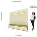 Ver imagem 7 de Rack com Painel para TV até 90 Polegadas 100% MDF com LED 219CMX240CM 3 Gavetas com Rodízios Royal Requinte Yescasa Branco