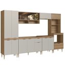 Ver imagem 3 de Cozinha Completa Modulada 6 Peças com Torre Quente para 2 Fornos Vidro Reflecta e Espaço para Cooktop Veneza Modulada Bege/Mel/Arenas
