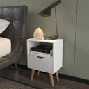 Ver imagem 1 de Mesa de Cabeceira em MDP 1 Gaveta CM8036 Branco