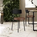Ver imagem 2 de Kit 06 Cadeiras Decorativas Estofada Para Sala Jantar Barcelona L02 Couríssimo Preto Marrom - Lyam