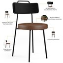 Ver imagem 4 de Kit 06 Cadeiras Decorativas Estofada Para Sala Jantar Barcelona L02 Couríssimo Preto Marrom - Lyam