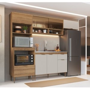 Cozinha Completa Modulada 5 Peças com Torre Quente para 2 Fornos e Vidro Reflecta Veneza Modulada