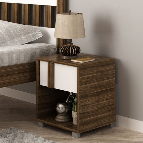 Mesa de Cabeceira em MDP 1 Gaveta CM8018 Marrom