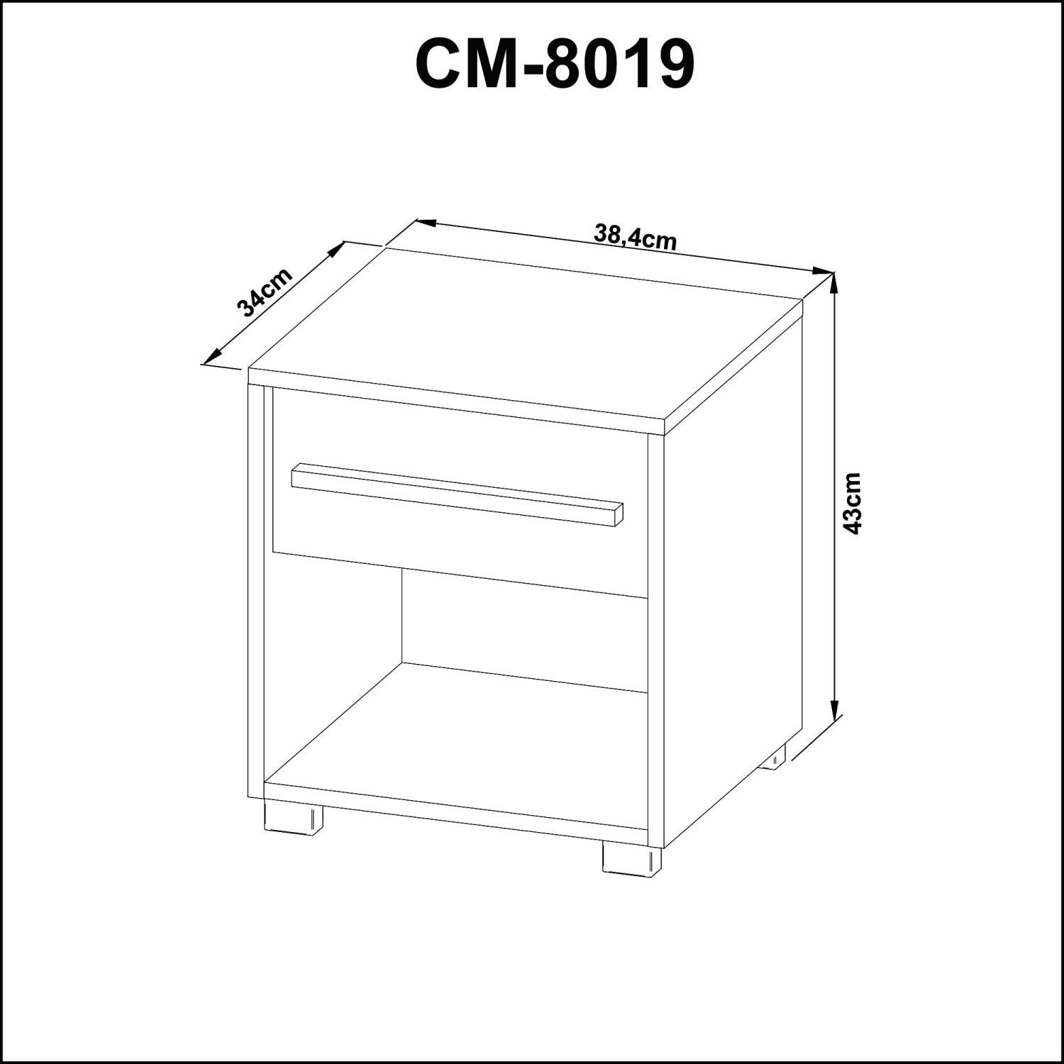 Mesa de Cabeceira em Mdp 1 Gaveta Cm8019 - 3