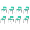 Ver imagem 1 de Kit 8 Cadeiras Infantil Iso, Escola, Base Cinza- Verde Água