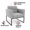 Ver imagem 7 de Kit 2 Poltronas Elisa Suede Cinza Base Metálica Industrial Preto - D'Rossi