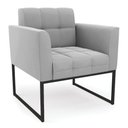 Ver imagem 3 de Kit 2 Poltronas Elisa Suede Cinza Base Metálica Industrial Preto - D'Rossi