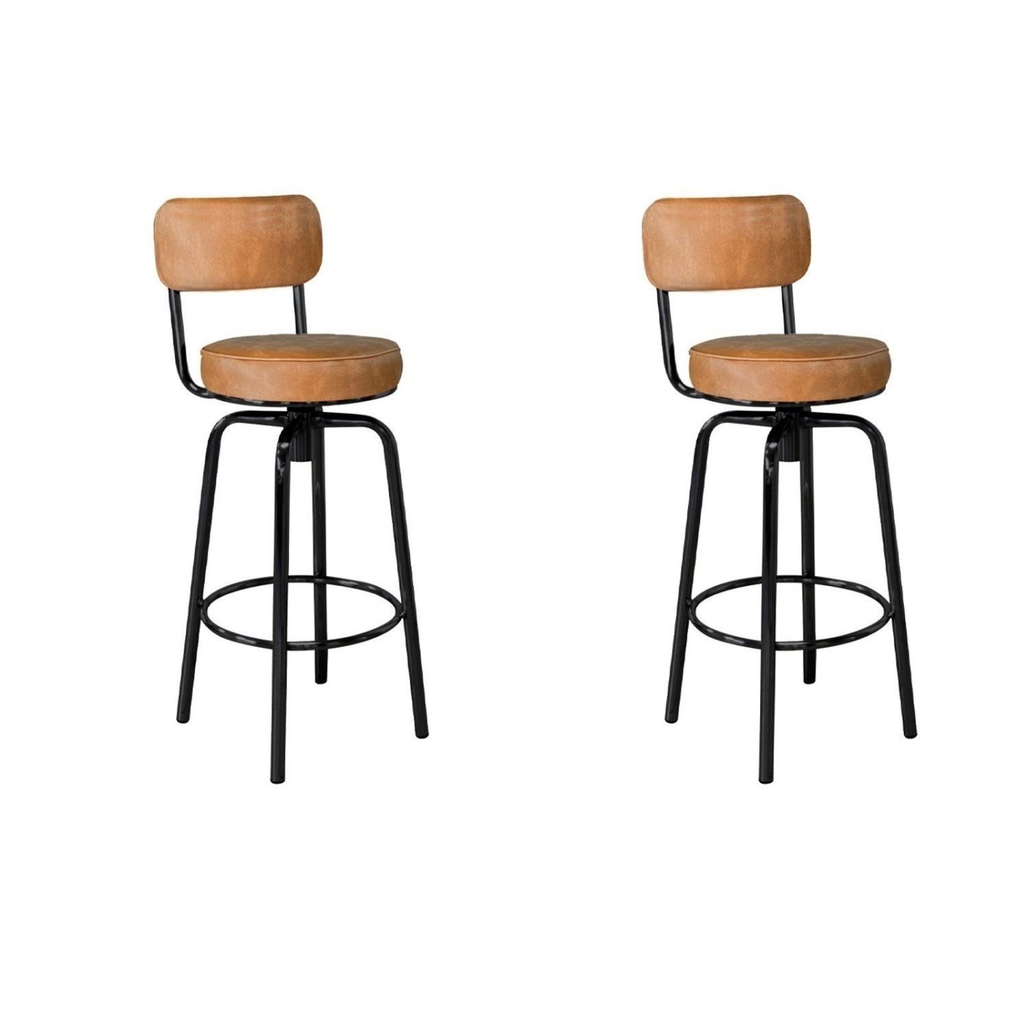 Conjunto 2 Banquetas Giratórias com Encosto em Aço Capadócia Preto