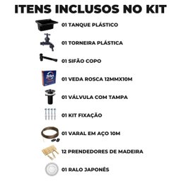 Tanque Lavanderia 34l Preto + Sifão Copo Universal Sanfonado + Veda Rosca + Torneira + Varal em Aço - 2