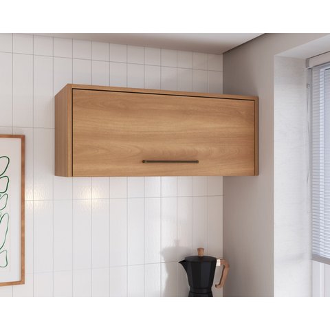 Armário Aéreo para Cozinha 0,80m 1 Portas Jade Bege/Freijó